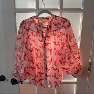 Anthropologie Maeve Lobster Whimsy Button Down